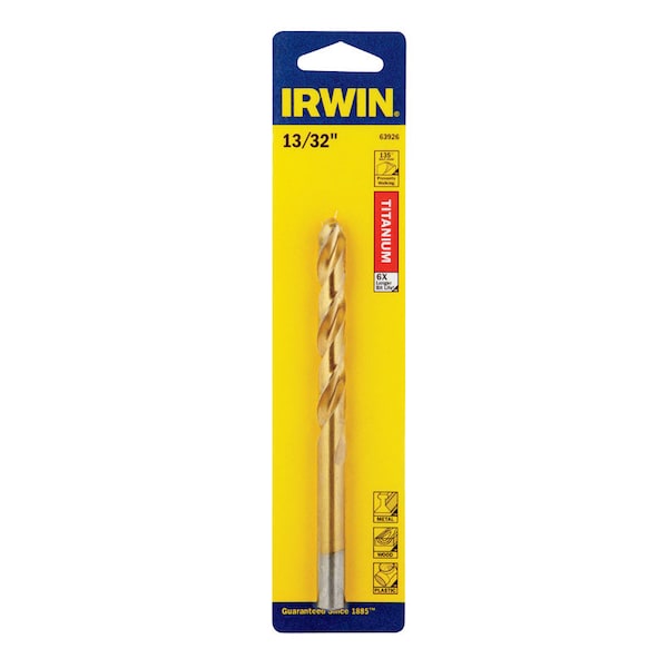 Irwin 13/32 in. X 5-1/4 in. L High Speed Steel Drill Bit Round Shank 1 pc